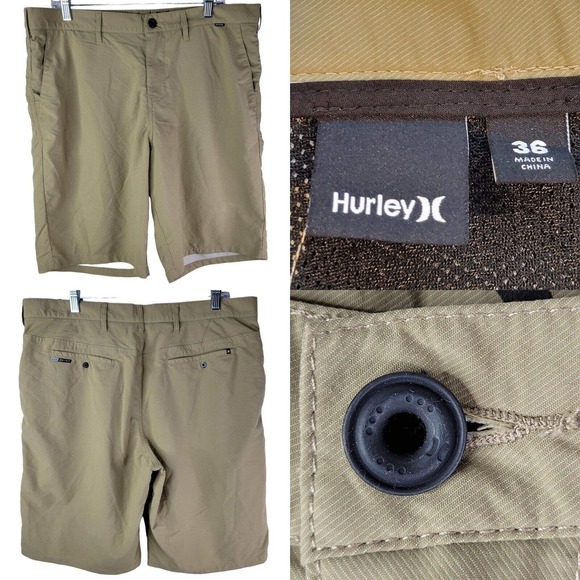 Hurley Other - Hurley Nike Dri Fit Shorts Mens 36 Tan Chino Flat Front Hybrid Surf